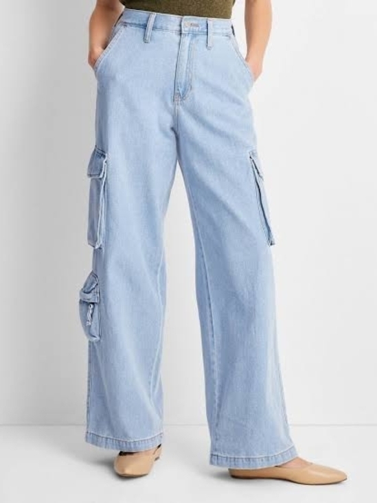 Universal Thread Denim - Universal Thread Light Blue High-Rise Wide-Leg Cargo Jeans